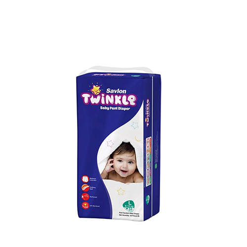 Savlon Twinkle Baby Pant Diaper Large Size (8-15kg)~34 Pcs