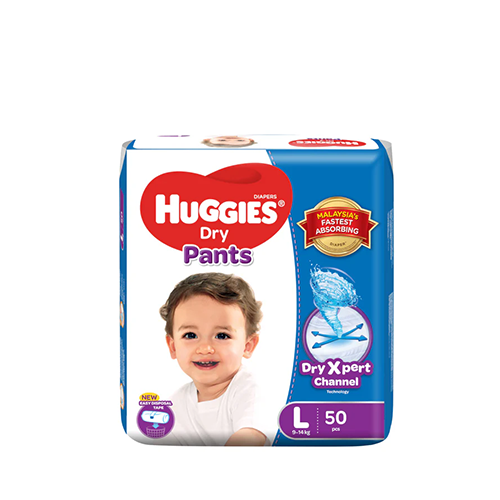 Huggies Dry Pants Baby Diaper Large Size (9-14 Kg)~50 Pcs