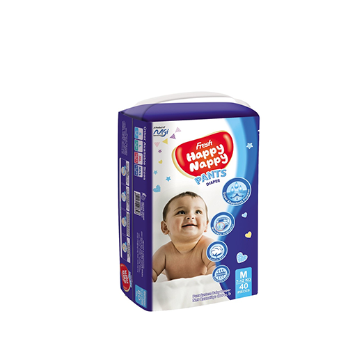 Happy Nappy Pant System Baby Diaper Medium Size (7-12 kg)~40 Pcs