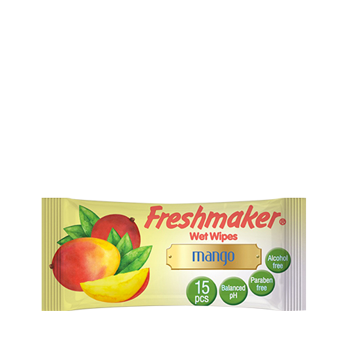 Fresh Maker Wet Wipes Mango Flavour~ 15 Pcs