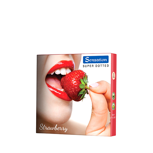 Sensation Super Dotted Strawberry Flavor Condom~(3 pcs/Pack)