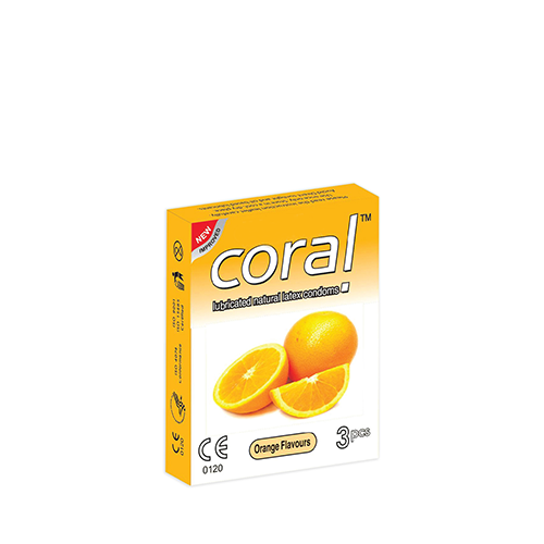 Coral Orange Flavor Condom~(3 pcs/Pack)
