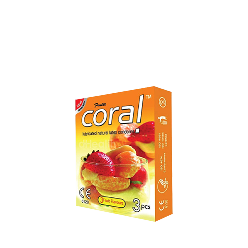 Coral 3 Fruits Flavor Condom~(3 pcs/Pack)