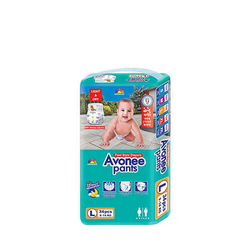 Avonee Baby Pant Diaper Large Size (9-14 Kg)~34 Pcs