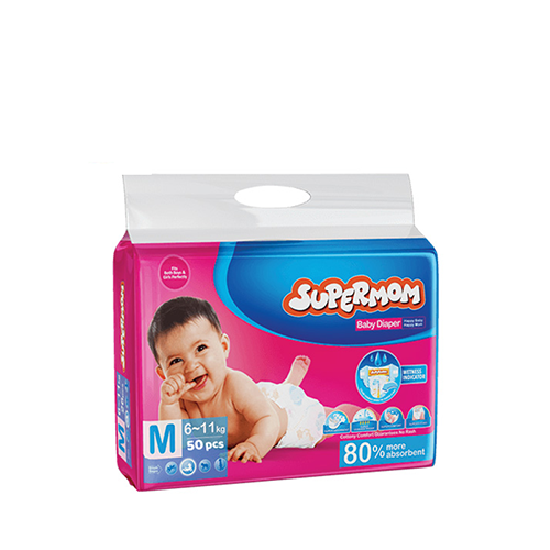 Supermom Belt System Baby Diaper Medium Size (6-11 kg)~50 Pcs