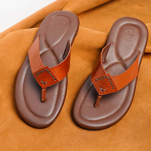 Brown Leather Sandal For Men (Crm-113)~ 1 Pair