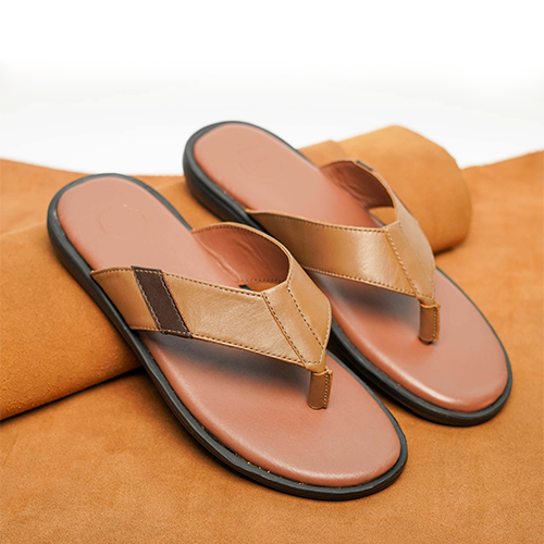 Brown Leather Sandal For Men (Crm-128)~ 1 Pair