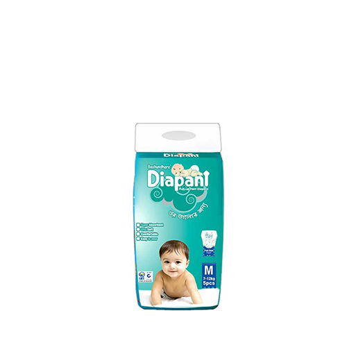 Bashundhara Diapant Pant Style Baby Diaper Medium Size (7-12 kg)~5 Pcs