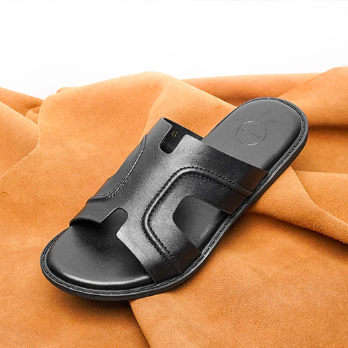 Black Leather Sandal For Men (Crm-116)~ 1 Pair