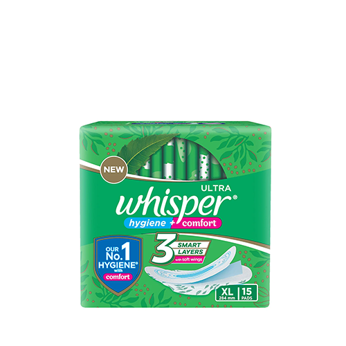 Whisper Ultra Clean Wings Sanitary Pads XL~(15 Pads/Pack)