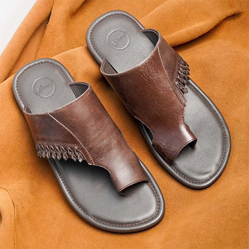 Brown Leather Sandal For Men (Crm-114)~ 1 Pair