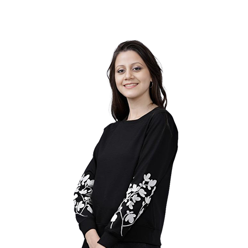 Premium Black Soft Fleece Embroidered Women Sweater~ 1 Pcs