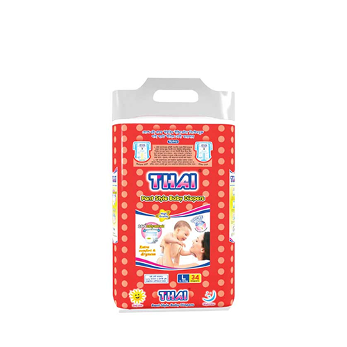 Thai Pant Style Baby Diaper Large Size (9-16Kg)~34 Pcs