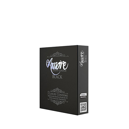 Amore Black Condom~(3 pcs/Pack)