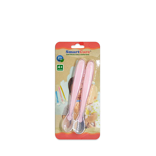 SmartCare Soft Silicone Spoon For Baby (Pink)~2 Pcs