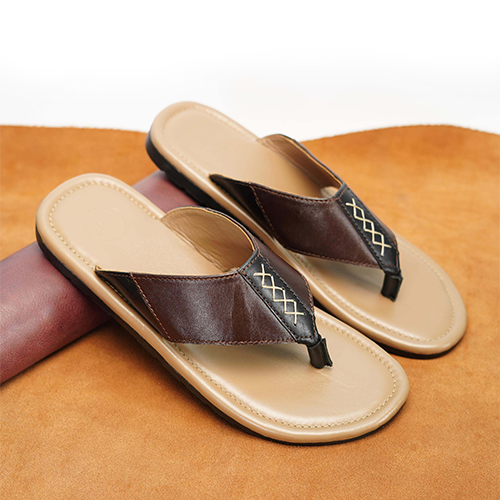 Brown Leather Sandal For Men (Crm-134)~ 1 Pair