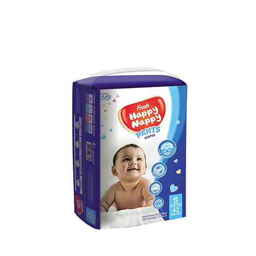 Happy Nappy Pant System Baby Diaper Small Size (4-8 kg)~42 Pcs