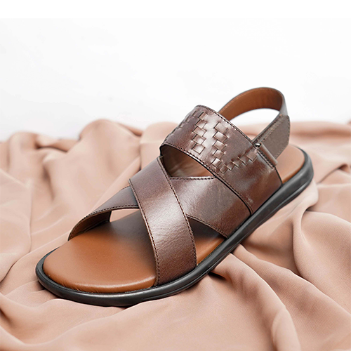 Brown Leather Sandal For Men (Crm-118)~ 1 Pair