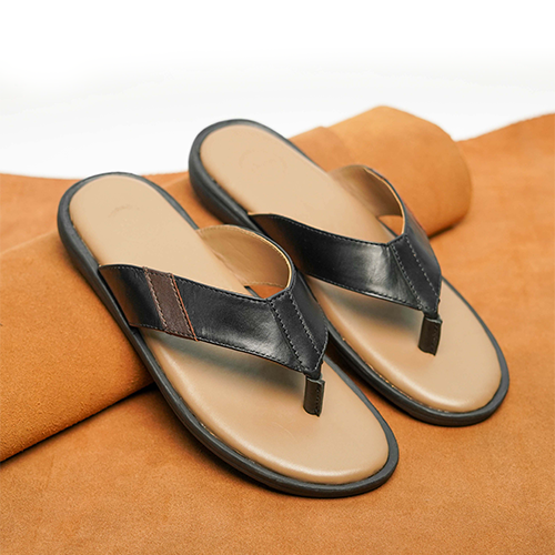 Black Leather Sandal For Men (Crm-128)~ 1 Pair