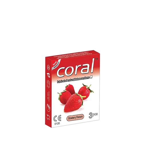 Coral Strawberry Flavor Condom~(3 pcs/Pack)